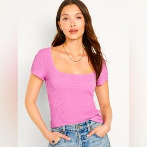 Old Navy Fitted Square-Neck Textured T-Shirt